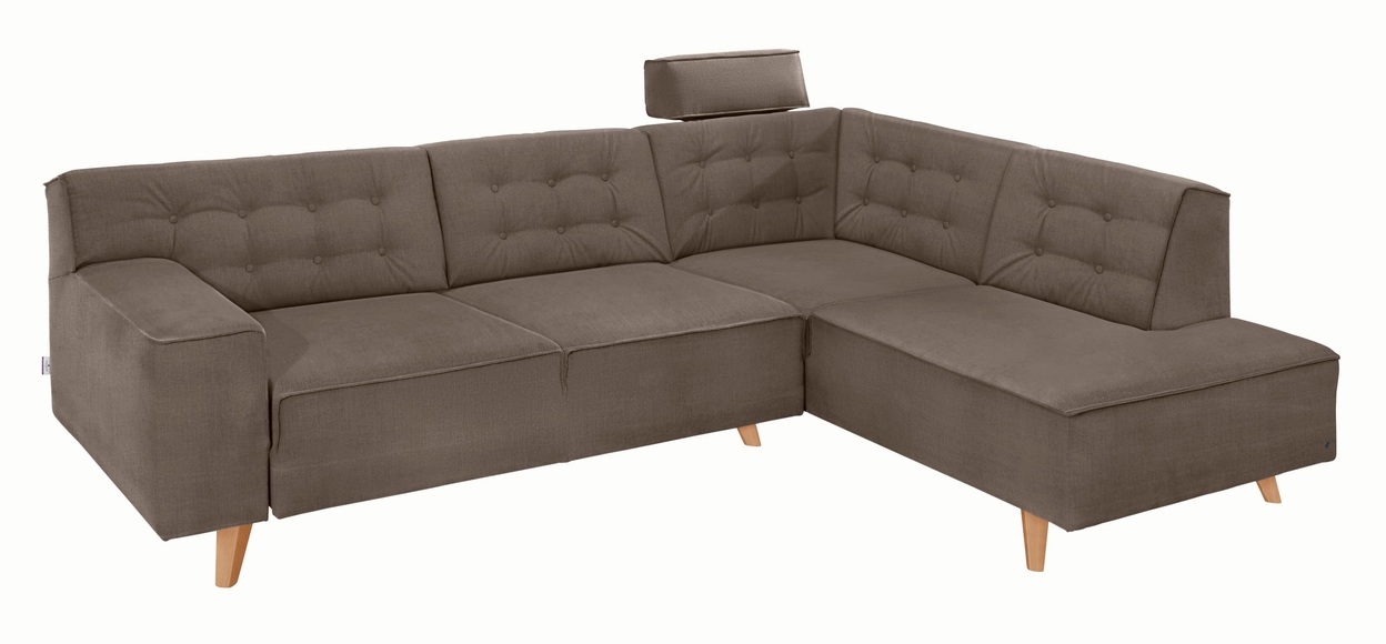 TOM TAILOR Ecksofa »NORDIC CHIC«, mit Ottomane, wahlweise mit Sitzvorzug, Füsse Buche natur