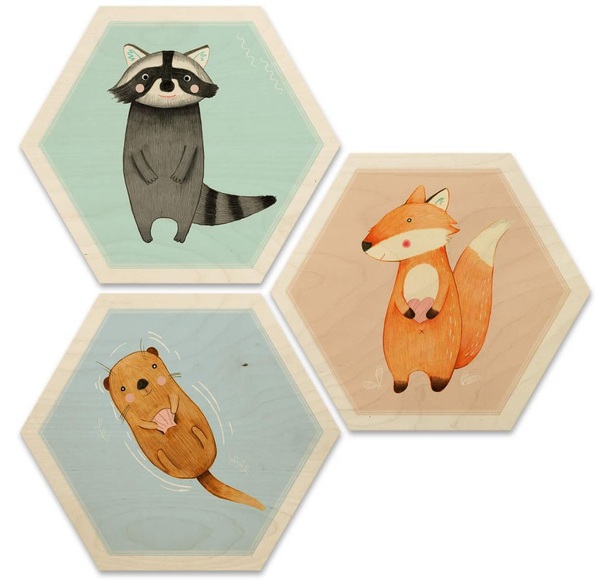 Wall-Art Mehrteilige Bilder »Hexagon Collage Die wilden Drei« (Set)