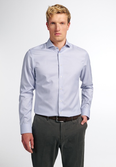 ETERNA LANGARM HEMD SLIM FIT KETTLANCÉ HELLBLAU STRUKTURIERT