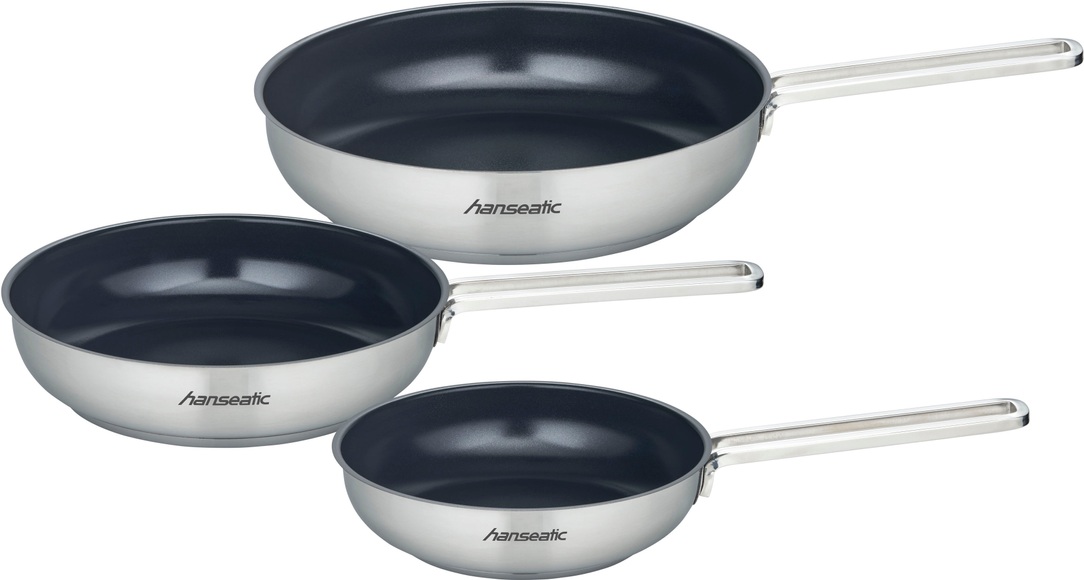 Hanseatic Pfannen-Set »hanseatic«, Edelstahl 18/10, (Set, 3 tlg.), Antihaft-Versiegelung, beschichtet, Induktion, Ø 20/24/28 cm