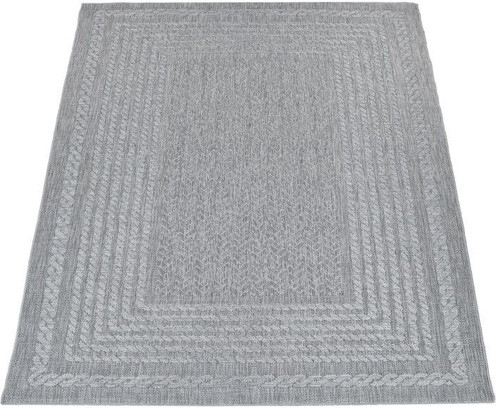 Paco Home Teppich »Liege 390«, rechteckig, 4 mm Höhe, Flachgewebe, melierte Sisal Optik, mit Bordüre, In- und Outdoor geeignet, Wohnzimmer