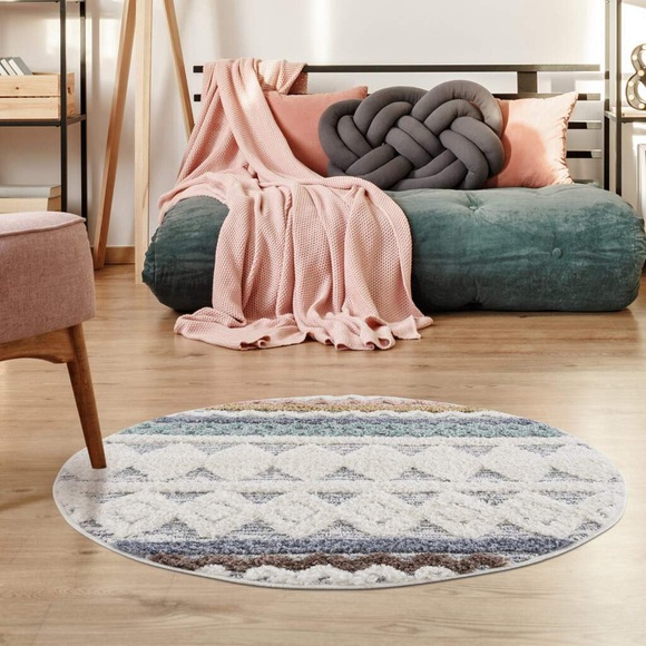 Carpet City Hochflor-Teppich »Focus«, rund, 20 mm Höhe, 3D-Optik, Boho-Stil, Wohnzimmer