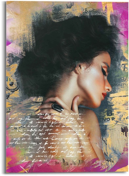 Reinders! Glasbild »Glasbild Glamour Frau Farbenfroh - Sensual - Modern - Paper Art«, Frau, (1 St.)
