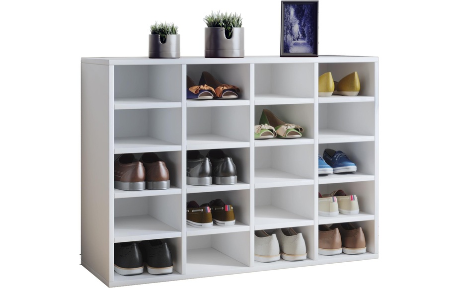 MID.YOU Schuhschrank in weiß 92/67/33 cm , 'Hinsol L' _ Weiss , Holzwerkstoff , 16 Fächer , 92x67x33 cm , melaminharzbeschichtet,melaminharzbeschichtet,Nachbildung,Nachbildung , 000657007701