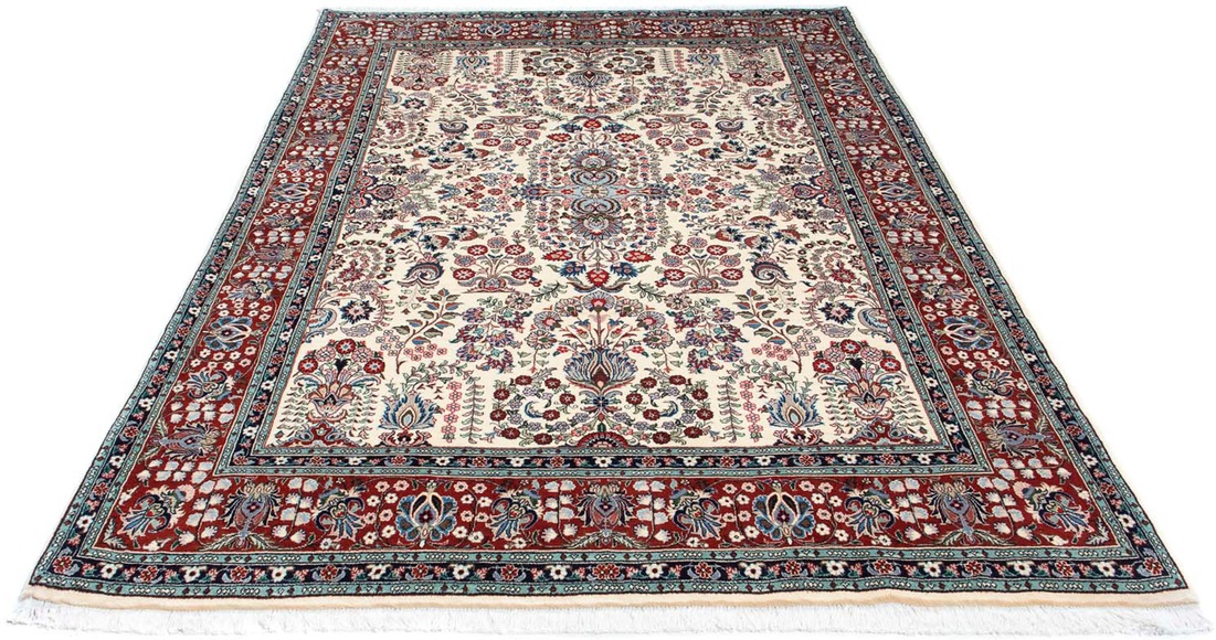morgenland Orientteppich »Perser - Ghom - 240 x 176 cm - beige«, rechteckig, 10 mm Höhe, Wohnzimmer, Handgeknüpft, Einzelstück mit Zertifikat
