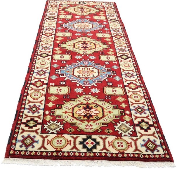morgenland Wollteppich »Kazak Teppich handgeknüpft rot«, rechteckig, 13 mm Höhe