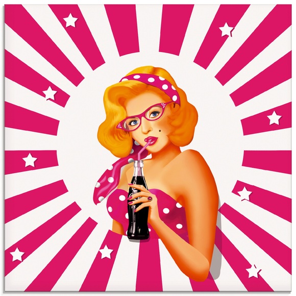 Artland Glasbild »Rockabilly Pin-up-Girl auf Streifen«