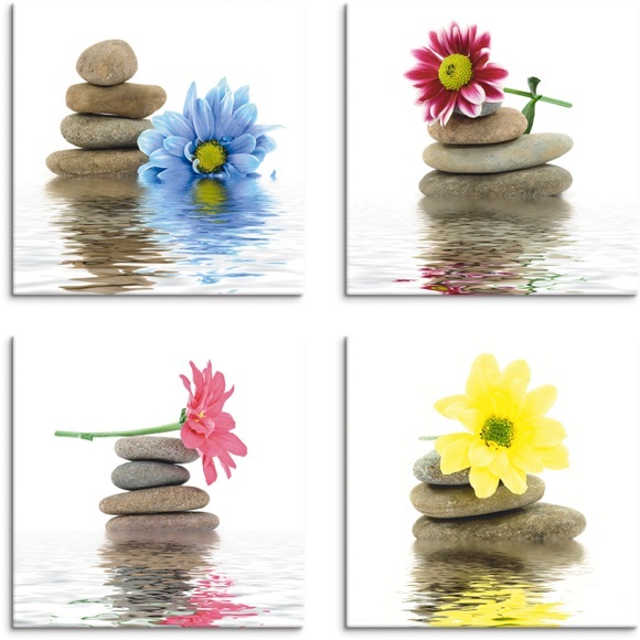 Artland Leinwandbild »Zen Therapie-Steine mit Blumen«