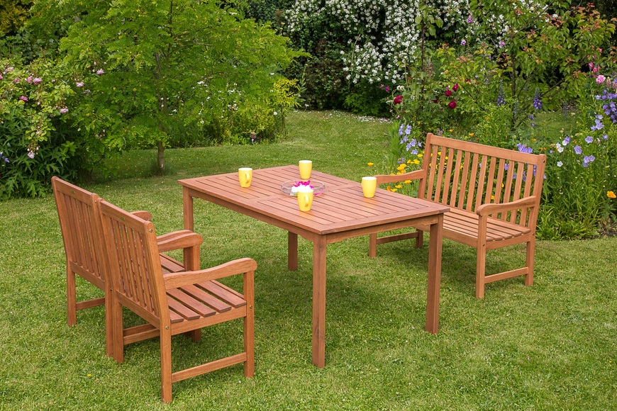 MERXX Gartenmöbelset »Santos«, 5-tlg., 2 Sessel, 2er Bank, Tisch, Eukalyptus
