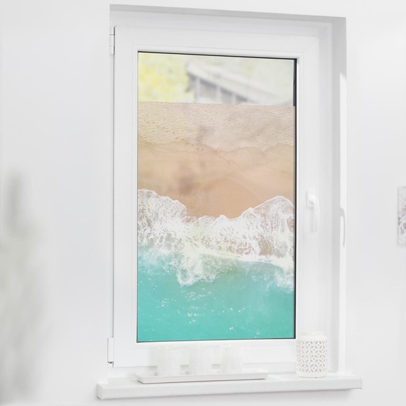 LICHTBLICK Fensterfolie »Fensterfolie selbstklebend, Sichtschutz, The Beach - Türkis Beige«