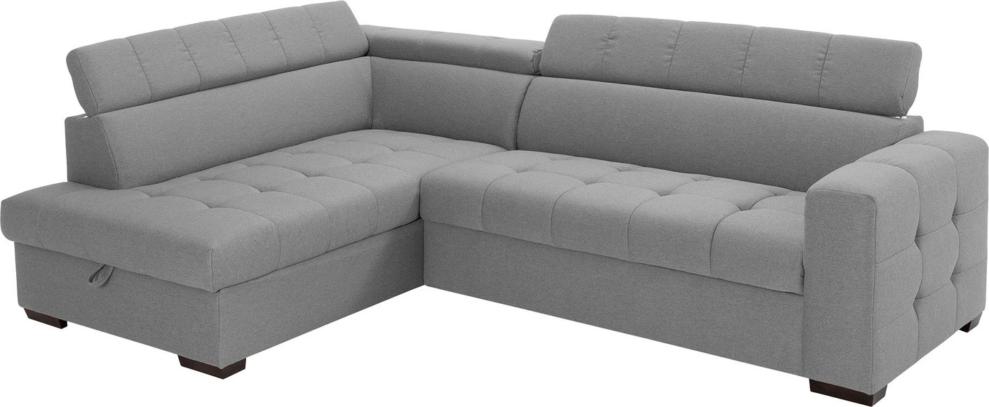 exxpo - sofa fashion Ecksofa, Steppung im Sitzbereich, Wahlweise mit Bettfunktion und Bettkasten, inklusive 3 verstellbaren Kopfstützen