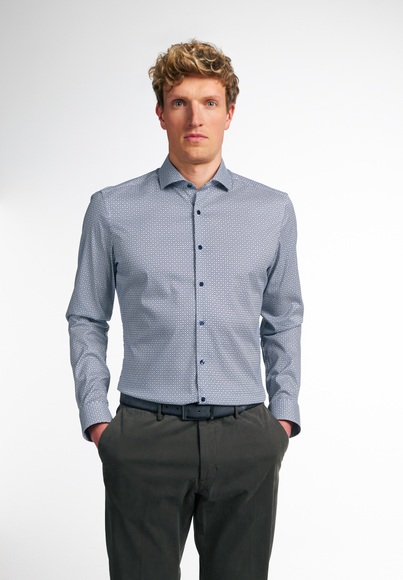 ETERNA LANGARM HEMD SUPER SLIM PERFORMANCE SHIRT STRETCH GRÜN/BLAU
