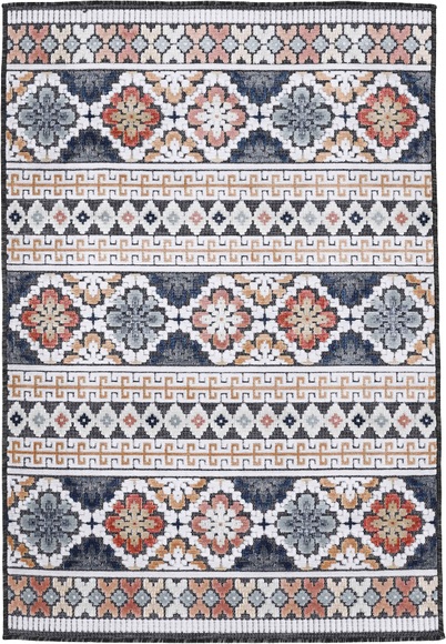carpetfine Teppich »Deja 103«, rechteckig, 4 mm Höhe, robustes Flachgewebe, Motiv- Floral Palmenblätter, Hoch-Tief Effekt, In- und Outdoor geeignet, Wetterfest und UV-beständig für Balkon, Terrasse, Garten, Aussenbereich,Wohnzimmer, Schlafzimme