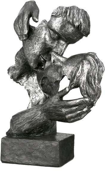 GILDE Dekofigur »Skulptur Addiction, anthrazit«, Dekoobjekt, Höhe 28, küssendes Pärchen, antikfinish, mit Spruchanhänger, Wohnzimmer