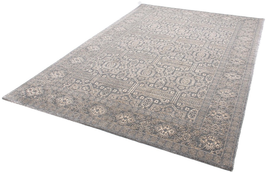 morgenland Designteppich »Designer - 242 x 162 cm - grau«, rechteckig, 8 mm Höhe, Wohnzimmer, Handgeknüpft, Einzelstück mit Zertifikat
