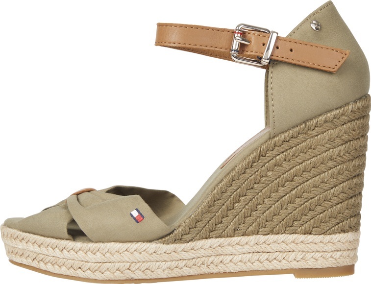 Tommy Hilfiger High-Heel-Sandalette »BASIC OPENED TOE HIGH WEDGE«, mit dezenter Flagstickerei