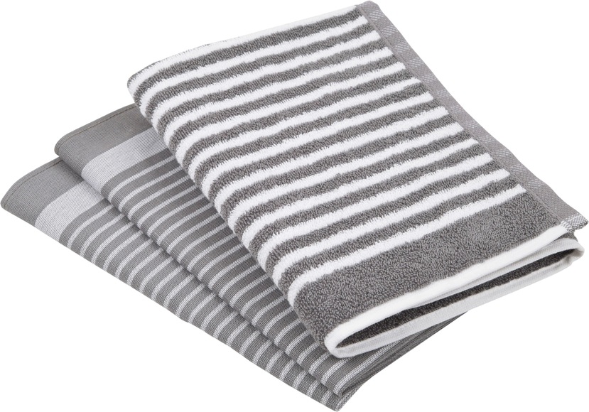 ROSS Geschirrtuch »Exclusiv«, (Set, 3 tlg.), 1x Küchen-Frottiertuch 50x50 cm Streifen und 2x Geschirrtücher 50x70 cm