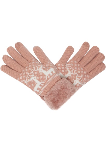 Highlight Company Strickhandschuhe, Rentier, Fellimitat, Feinstrick