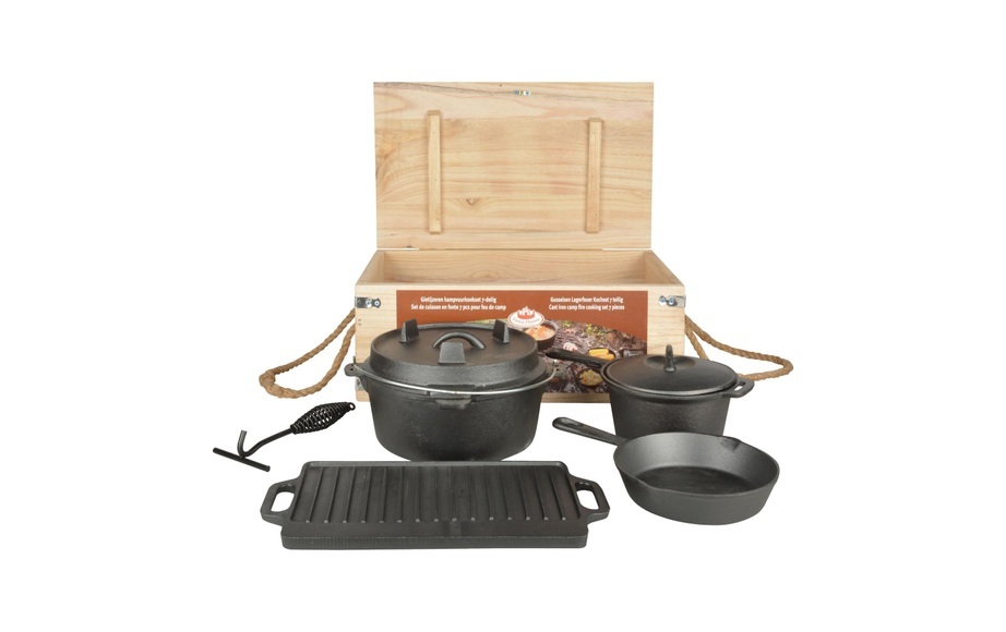 Esschert Design 7 tlg. Lagerfeuer Koch-Set Schwarz FF240