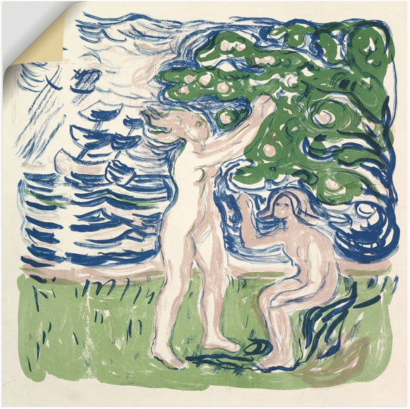 Artland Wandbild »Mädchen beim Äpfel pflücken. 1915«, Bilder von Frauen, (1 St.), in vielen Grössen & Produktarten - Alubild / Outdoorbild für den Aussenbereich, Leinwandbild, Poster, Wandaufkleber / Wandtattoo auch für Badezimmer geeignet