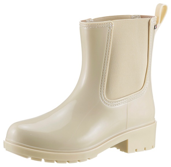 Tommy Hilfiger Chelseaboots »FLAG RAINBOOT«, Gummistiefel, Blockabsatz, Schlupfschuh mit Anziehlasche