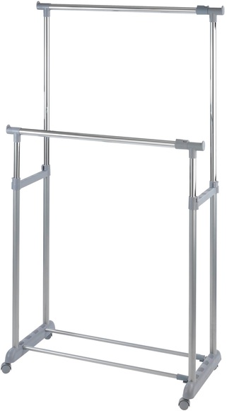 Wenko - Kleiderständer Twin Bars, höhenverstellbar, 4 Rollen