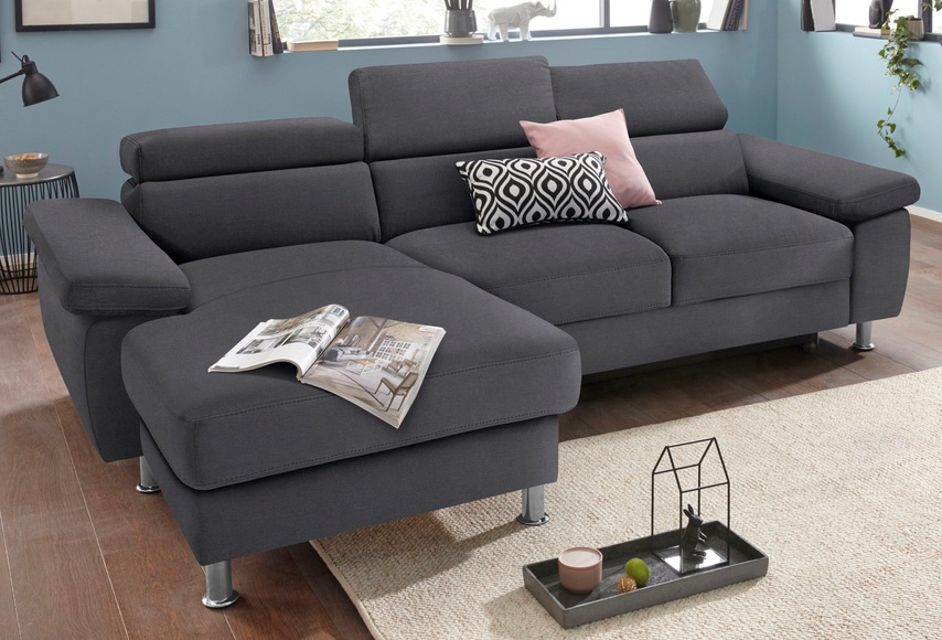 Nova Via Ecksofa, wahlweise mit Aqua Clean Stoff für leichte Reinigung mit Wasser und Bettfunktion