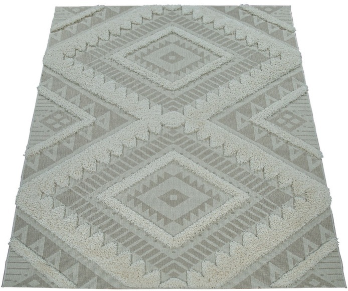 Paco Home Teppich »Eupen 471«, rechteckig, 22 mm Höhe, Hoch-Tief-Struktur, Rauten Muster, In- und Outdoor geeignet, ideal im Wohnzimmer & Schlafzimmer