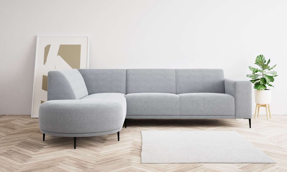 andas Ecksofa »Vorby«, L-Form, Breite 252 cm, weicher Chenille-Stoff, schwarze Metallfüsse