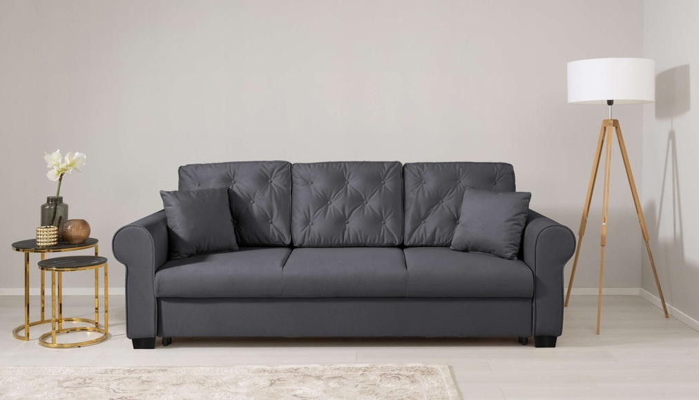 Home affaire 3-Sitzer »MORVILLE B/T/H: 240/90/94 cm, Liegefläche 195/141 cm«, Federkern-Polsterung, incl. Zierkissen, Incl. Bettkasten, Schlafsofa