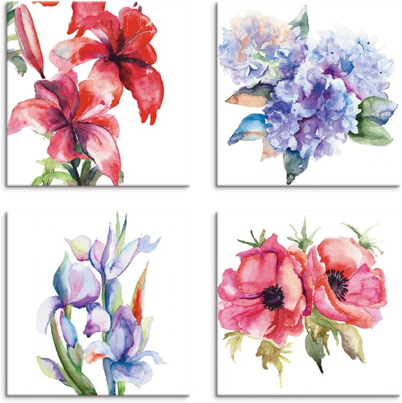 Artland Leinwandbild »Lilien Mohnblumen Iris Hortensien«
