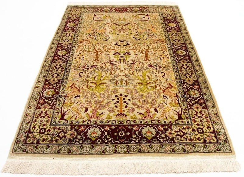 morgenland Seidenteppich »Hereke Seide Figurativ 150 x 92 cm«, rechteckig, 0,5 mm Höhe, Unikat mit Zertifikat