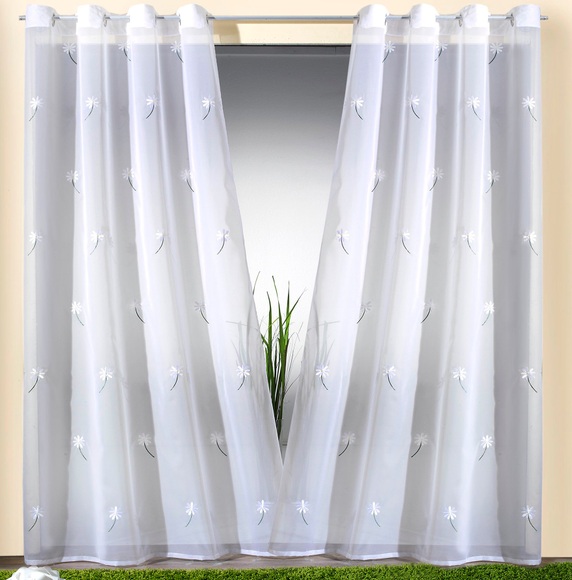 Weckbrodt Vorhang »Daisy«, (1 St.), Ösenschal, Ösen, Voile, halbtransparent, bestickt, Floral, geblümt