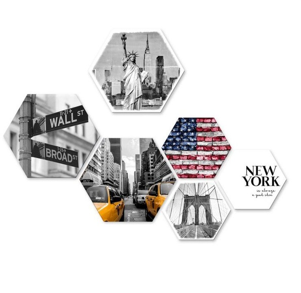 Wall-Art Mehrteilige Bilder »Typisch New York Collage« (Set)