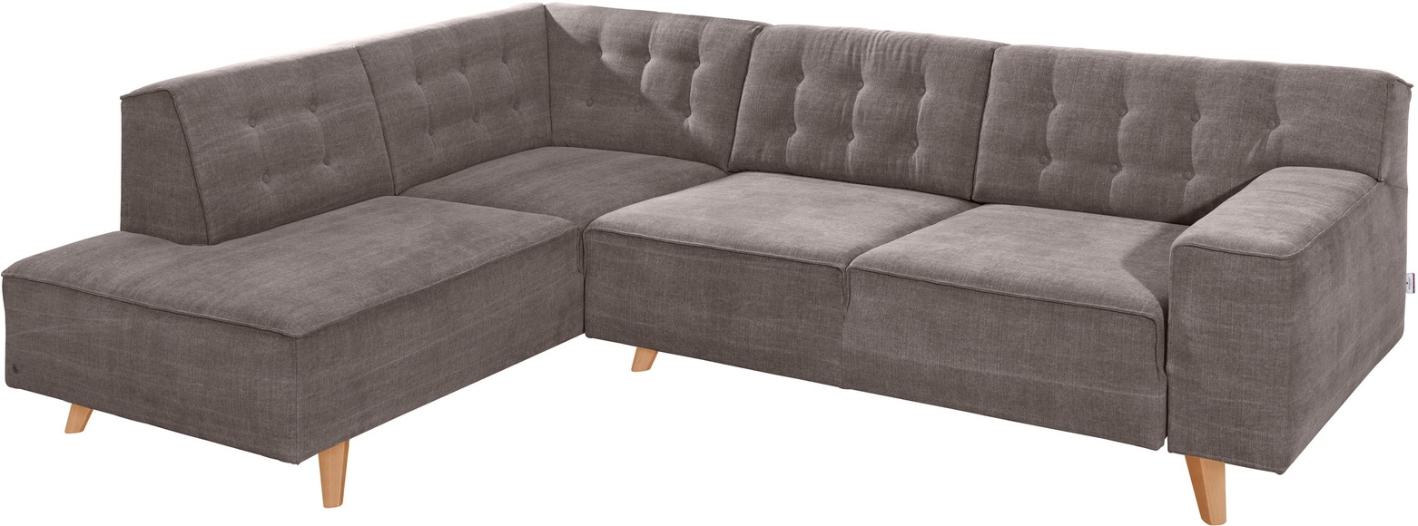 TOM TAILOR Ecksofa »NORDIC CHIC«, mit Ottomane, wahlweise mit Sitzvorzug, Füsse Buche natur