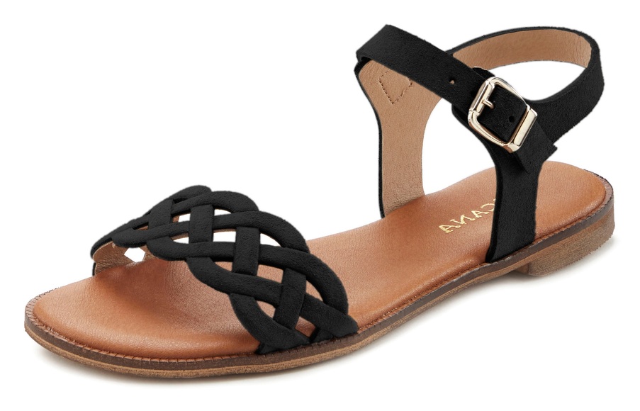 LASCANA Sandale, Sandalette, Sommerschuh aus Leder mit Cut-Outs und weicher Innensohle