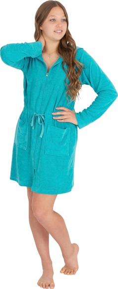 Wewo fashion Damenbademantel »031«, (1 St.), Badejacke, kurz, mit Kapuze, Reissverschluss & Tunnelzug zum Binden