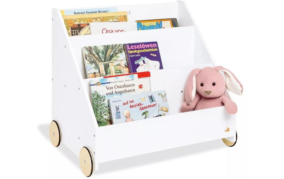 Pinolino Kinder-Bücherregal mit Rollen Lasse - natur