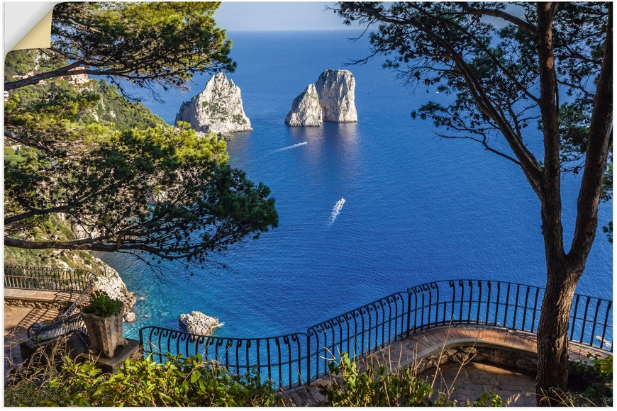 Artland Wandbild »Faraglione-Felsen auf Capri, Italien«, Meer Bilder, (1 St.), in vielen Grössen & Produktarten - Alubild / Outdoorbild für den Aussenbereich, Leinwandbild, Poster, Wandaufkleber / Wandtattoo auch für Badezimmer geeignet