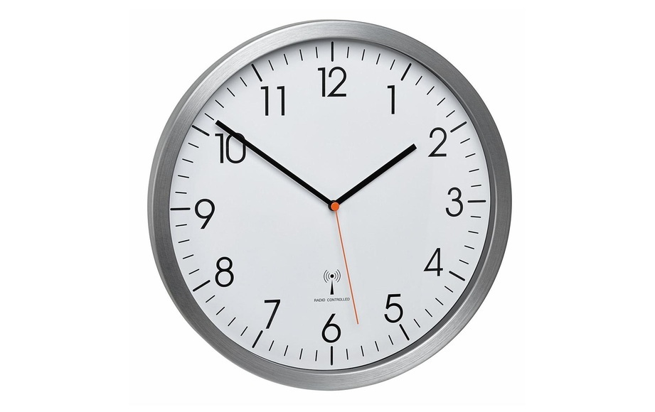 Analoge Funk-Wanduhr mit Aluminium-Rahmen
