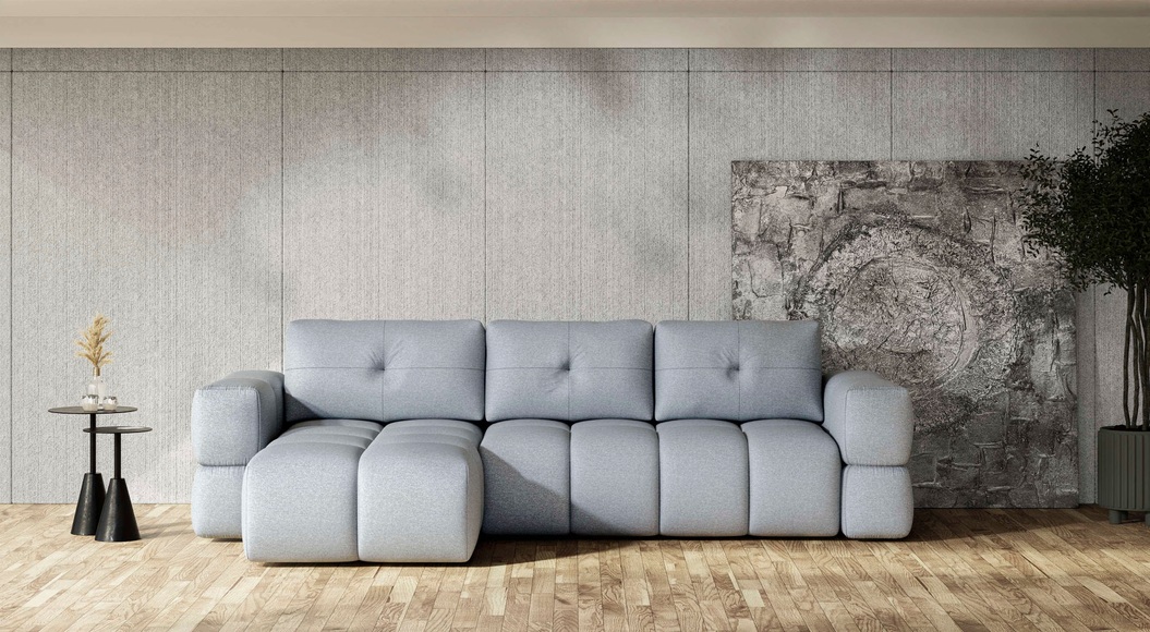 andas Ecksofa »EJSTRUP moderne, aufwändige Steppung, auch in Bouclé L-Form«, verwandelbar in Schlafsofa, incl. Bettfunktion, B/T/H: 362/186/92 cm