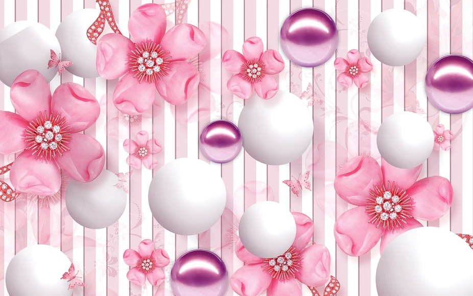 Papermoon Fototapete »Muster mit Blumen«, Vliestapete, hochwertiger Digitaldruck, inklusive Kleister