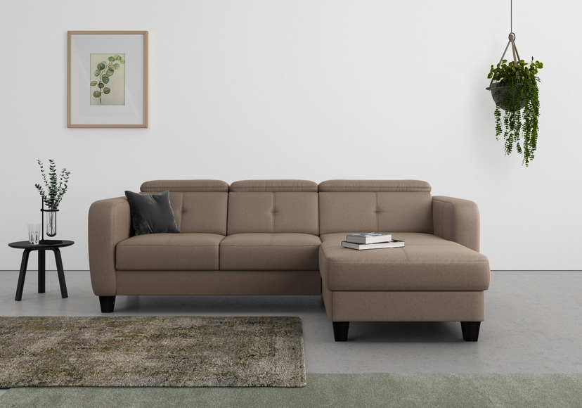 sit&more Ecksofa »Bellucci«, inklusive Kopfteilverstellung und Federkern, wahlweise mit Bettfunktion und Bettkasten