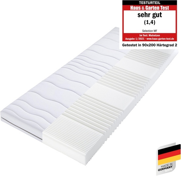 Beco Komfortschaummatratze »Matratze Selection MF«, 14 cm hoch, Raumgewicht: 28 kg/m³, (1 St.), Matratze wurde im Härtegrad 2, Gr. 90x200 cm, von Haus & Garten mit 