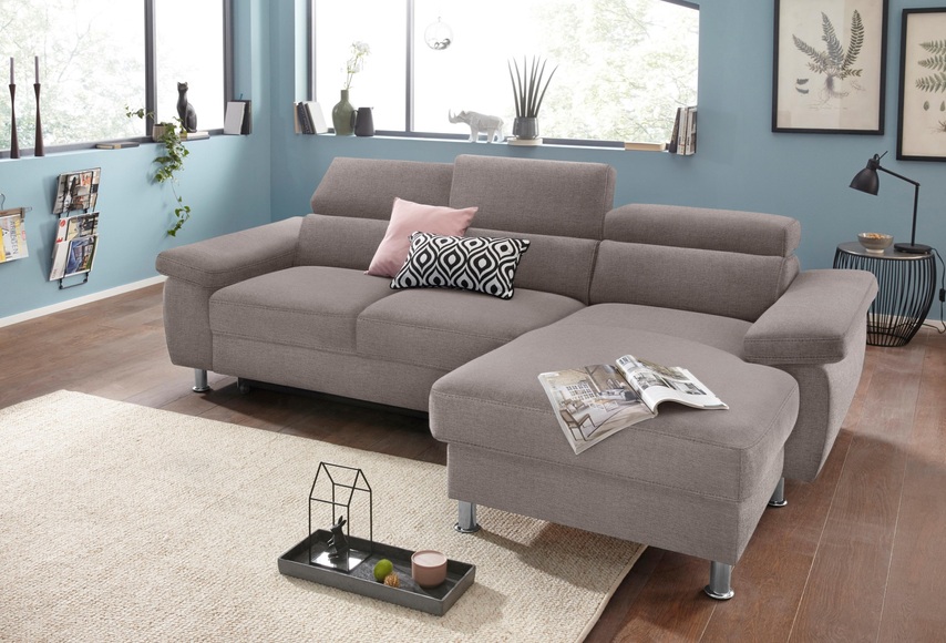 Nova Via Ecksofa, wahlweise mit Aqua Clean Stoff für leichte Reinigung mit Wasser und Bettfunktion