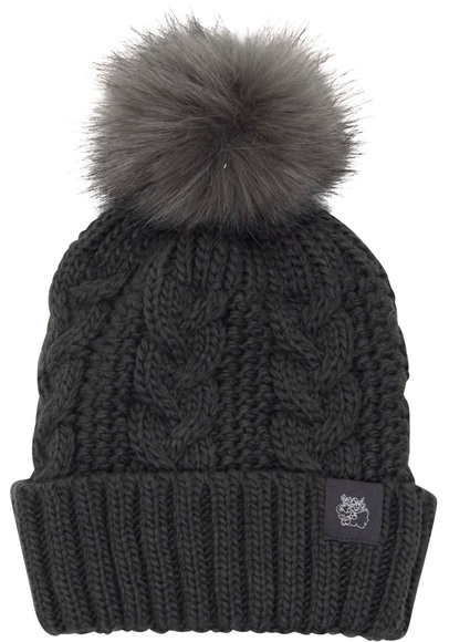 Highlight Company Strickmütze, Fellimitat-Bommel, Zopfmuster
