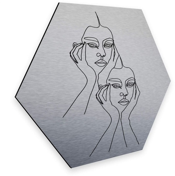 Wall-Art Metallbild »Linework Wanddeko Silberfarben abstrakt«