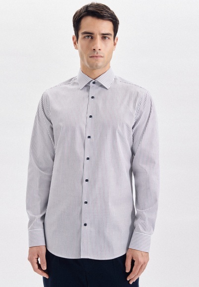 Business Hemd Shaped Fit Langarm Streifen Herren Hellblau 41