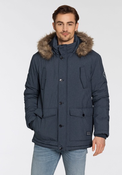 TOM TAILOR Polo Team Parka, mit abnehmbarem Fellimitat an der Kapuze