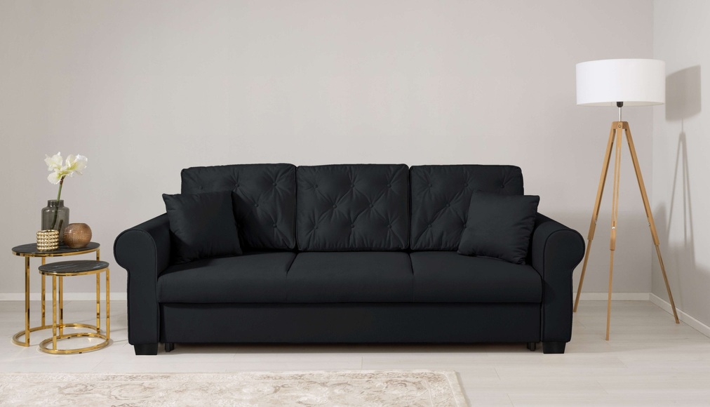 Home affaire 3-Sitzer »MORVILLE B/T/H: 240/90/94 cm, Liegefläche 195/141 cm«, Federkern-Polsterung, incl. Zierkissen, Incl. Bettkasten, Schlafsofa
